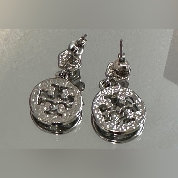 Tory Burch Hexagonal Logo Circle Drop Earrings - Picture 3 of 3